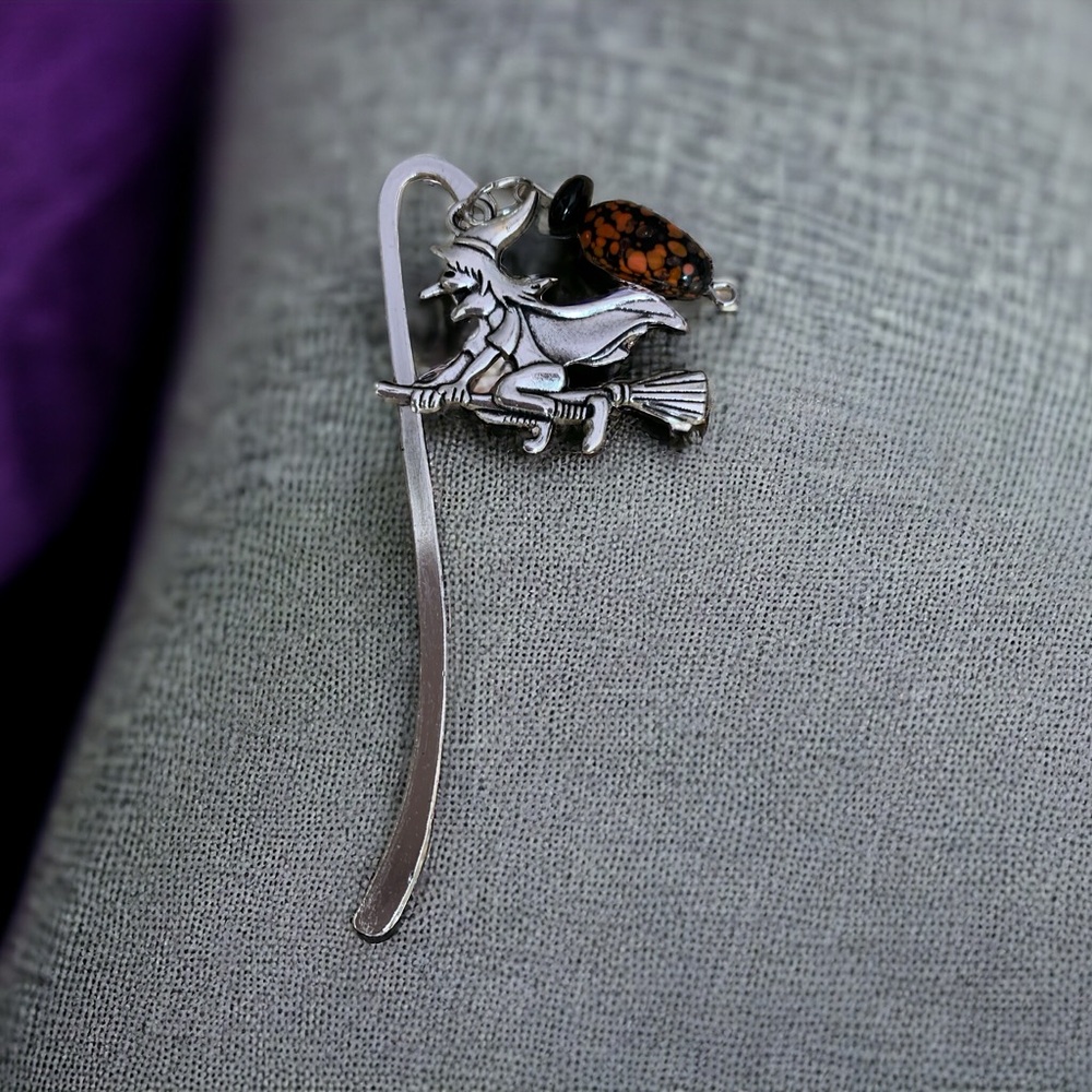 Grimoire bookmark with vintage blown glass bead NWT